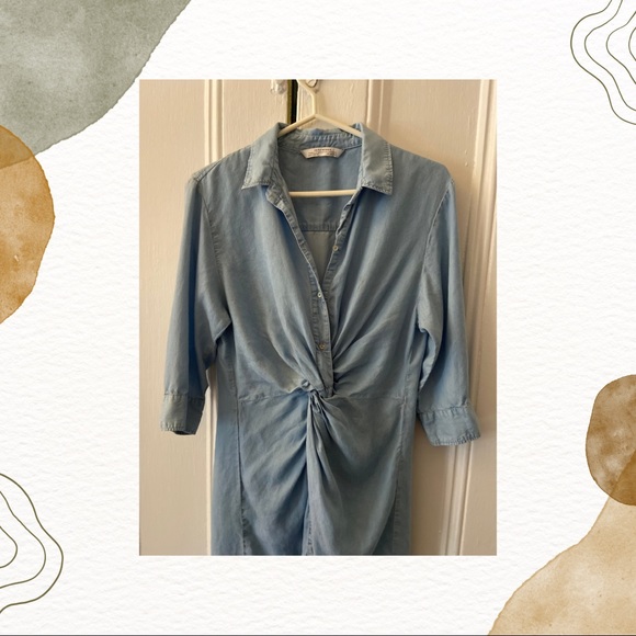 Zara Denim Shirt Dress with Knot - Picture 4 of 8